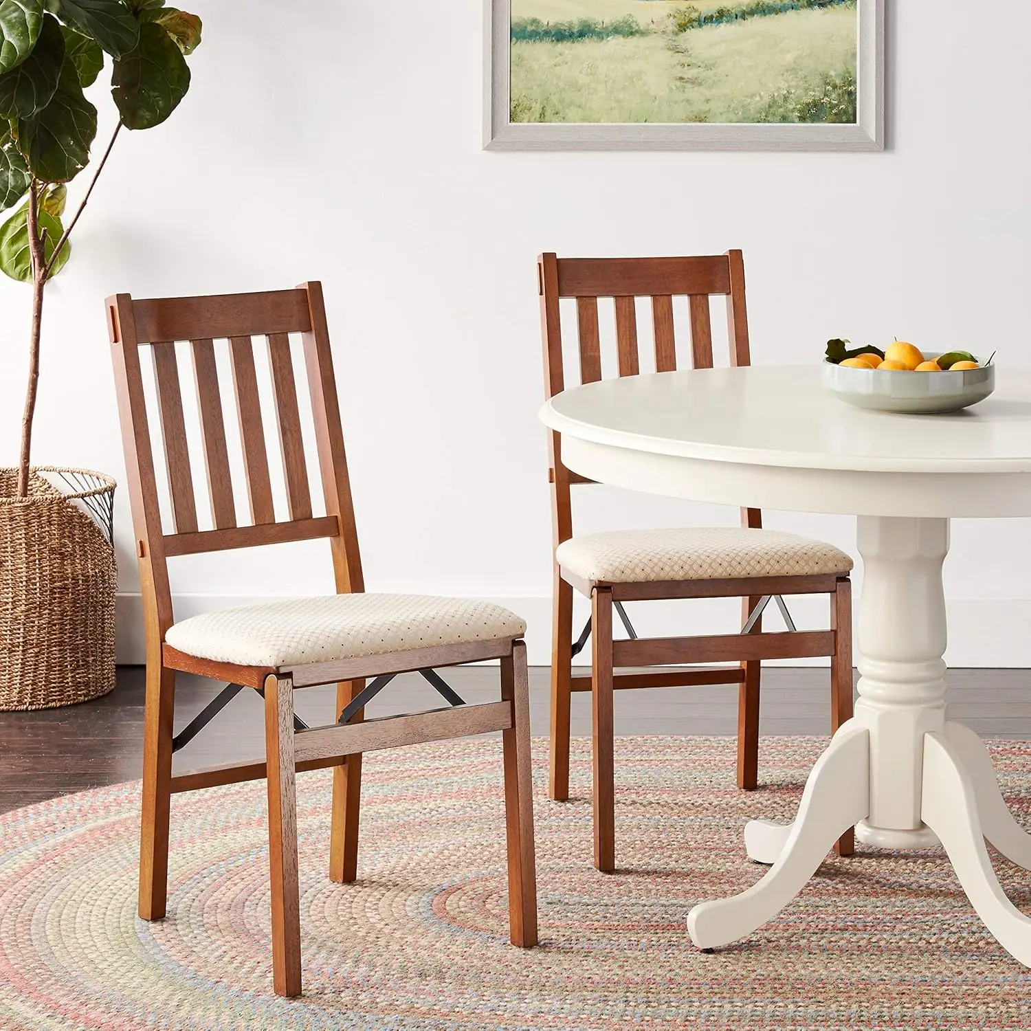 STAKMORE Arts and Craft Folding Chair Fruitwood Finish, (Set of 2) , 22.5 in x 17 in x 35.5 in - Image 2