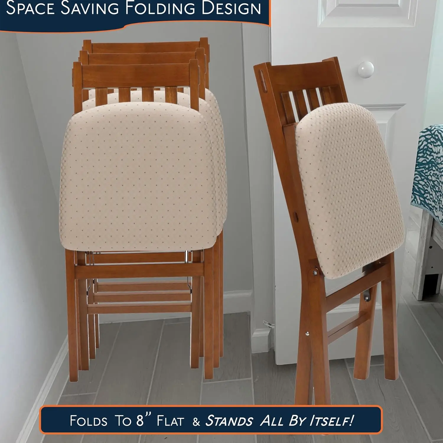 STAKMORE Arts and Craft Folding Chair Fruitwood Finish, (Set of 2) , 22.5 in x 17 in x 35.5 in - Image 5