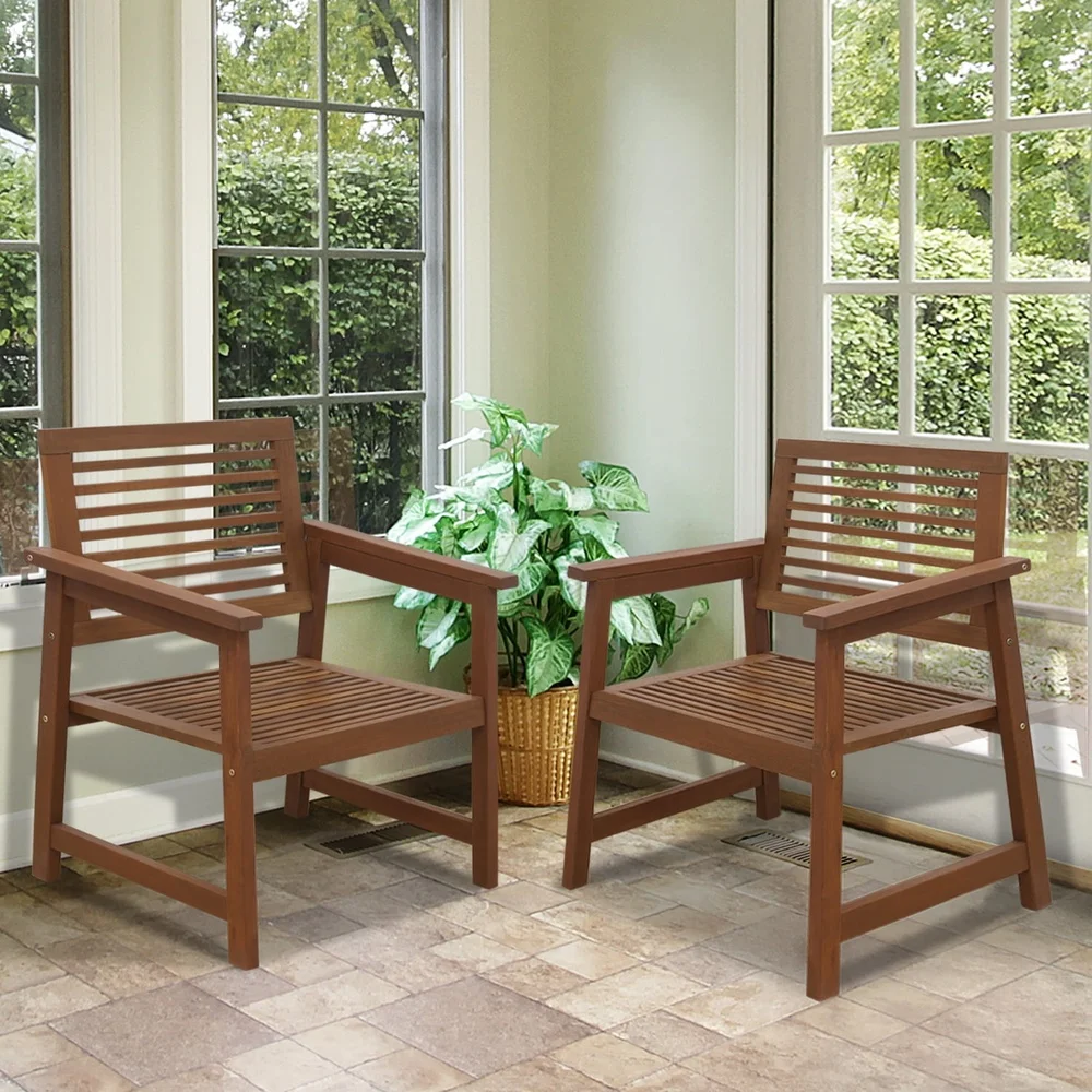 Teak Hardwood Outdoor Armchair Durable Water Resistant Ideal Backyard Garden Patio Natural Red Meranti Wood Easy Maintenance - Image 2