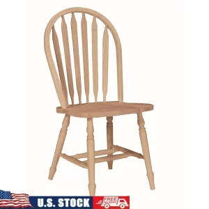 Windsor Arrowback Dining Chair Solid Parawood Indoor Furniture Fully Assembled Durable Wooden Seat Comfortable Design Classic